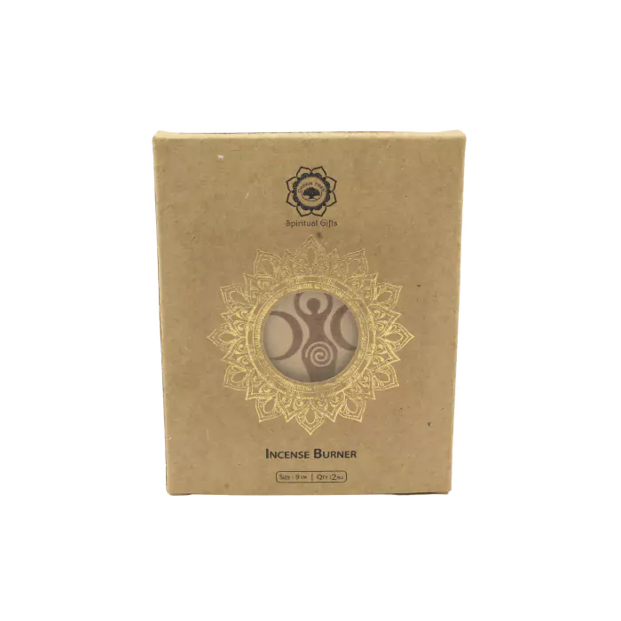 Wooden Incense Burner Crescent Moons & Spiral 10 cm - Afbeelding 3